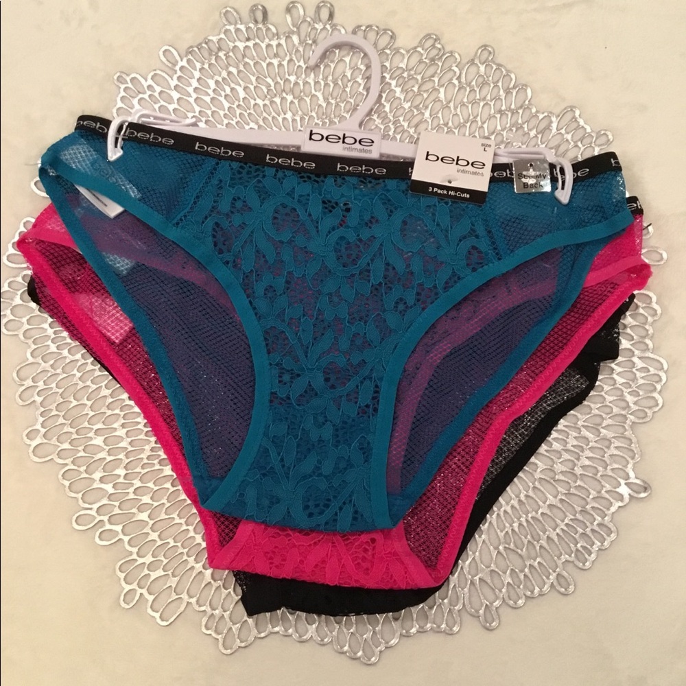 Bebe 3 Pack Hi-Cut Panties NWT